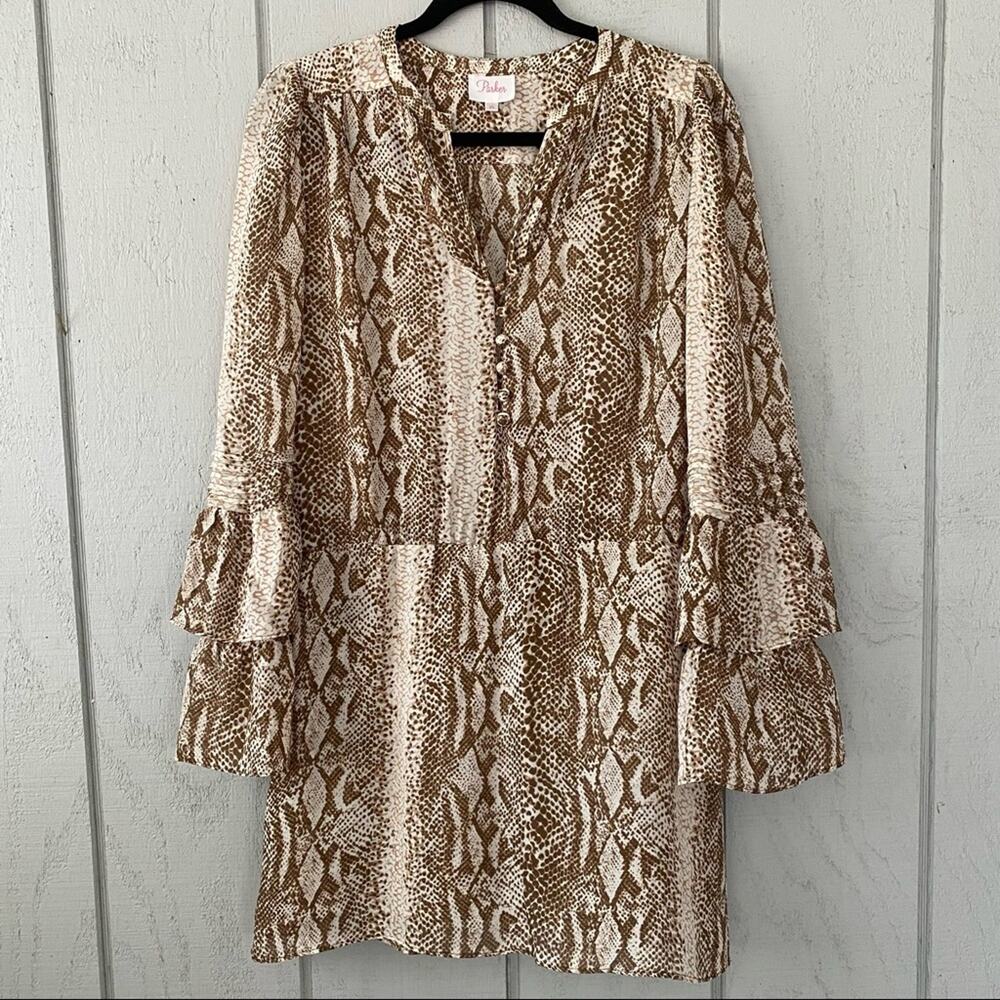 Parker Tiered Sleeve Snake Skin Mini Dress